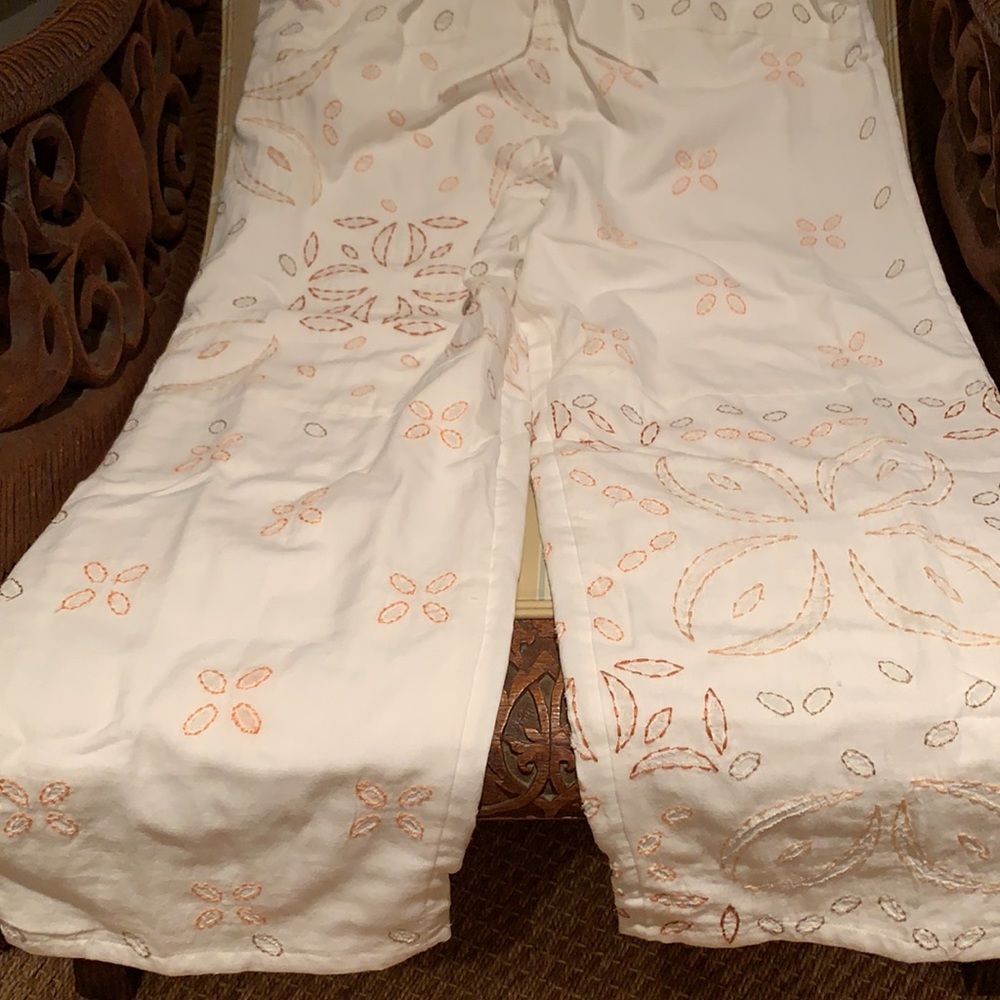 FREE PEOPLE WEEKENDER SET EMBROIDERED IVORY COMBO COTTON FULLY LINED SZ M, L - Picture 14 of 15